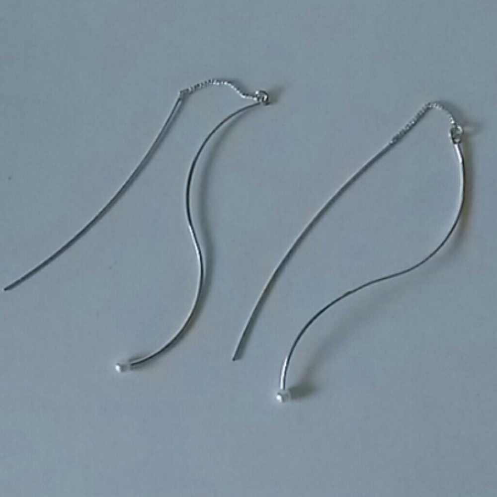 Pearl accented chain dangle earrings